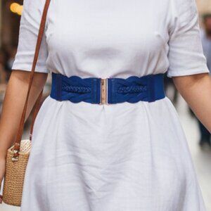 Grace Karin NWT Blue Elastic Braided Waist Cinch Belt